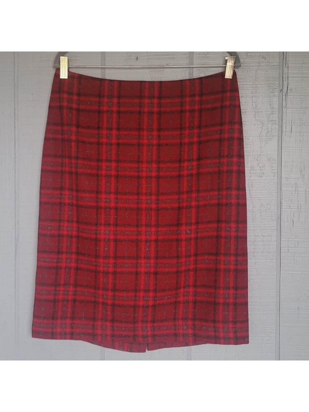 Talbots Red Plaid Wool Blend Pleated Midi Skirt Size 10 Tartan Preppy Holiday